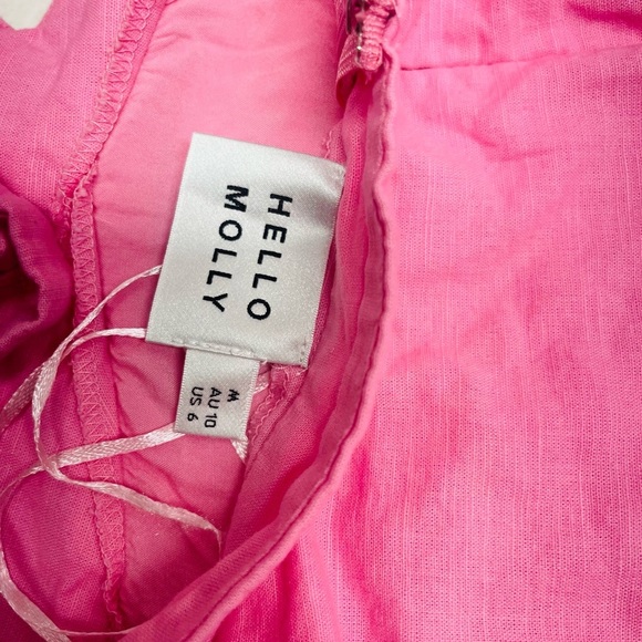 HELLO MOLLY pink ruffle mini dress size M open back - Picture 4 of 6